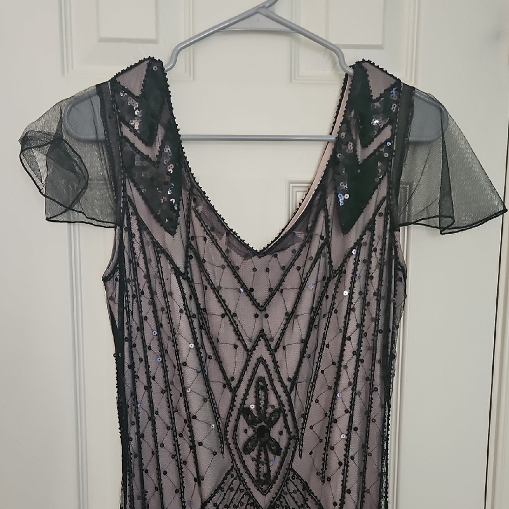 Black Sequin Mesh Dress